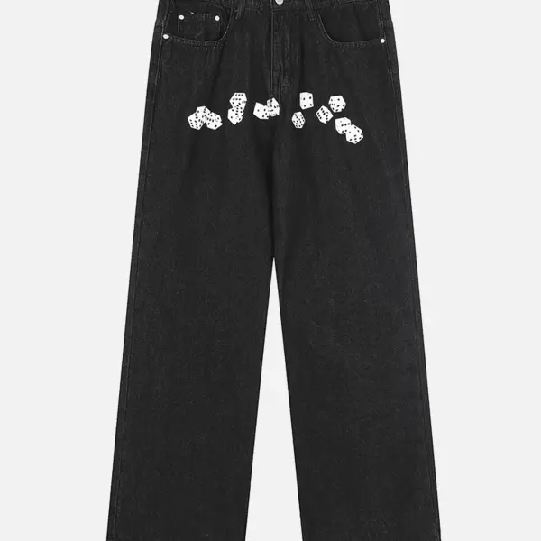 The Supermade Vintage Dice Print Jeans - Sunhopebloom.com 