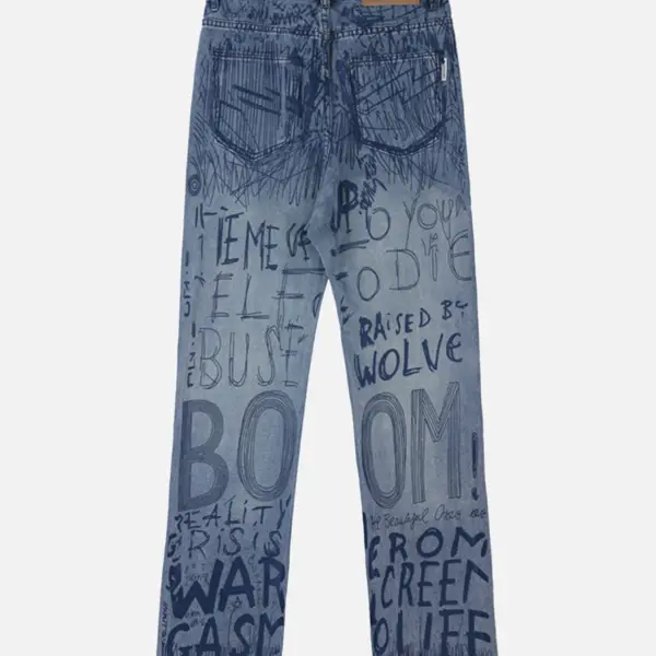 The Supermade Hip-hop Graffiti Alphabet Jeans - Sunhopebloom.com 