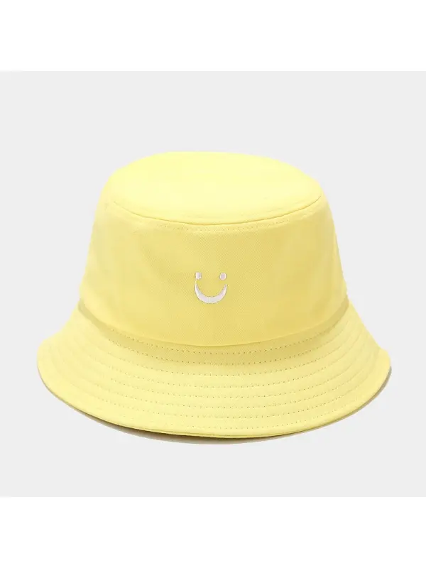 Unisex Embroidery Smile Face Bucket Hat - Aptkoi.com 
