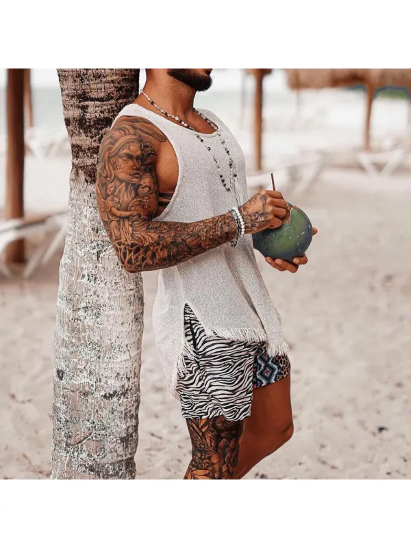 Mens Beach Vacation Retro Casual Vest - Localziv.com 