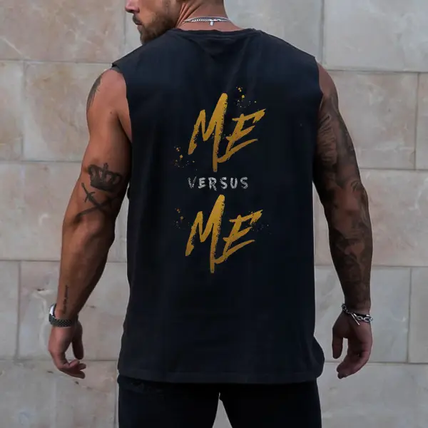 Me Versus Me Print Sleeveless T-shirt - Dozenlive.com 