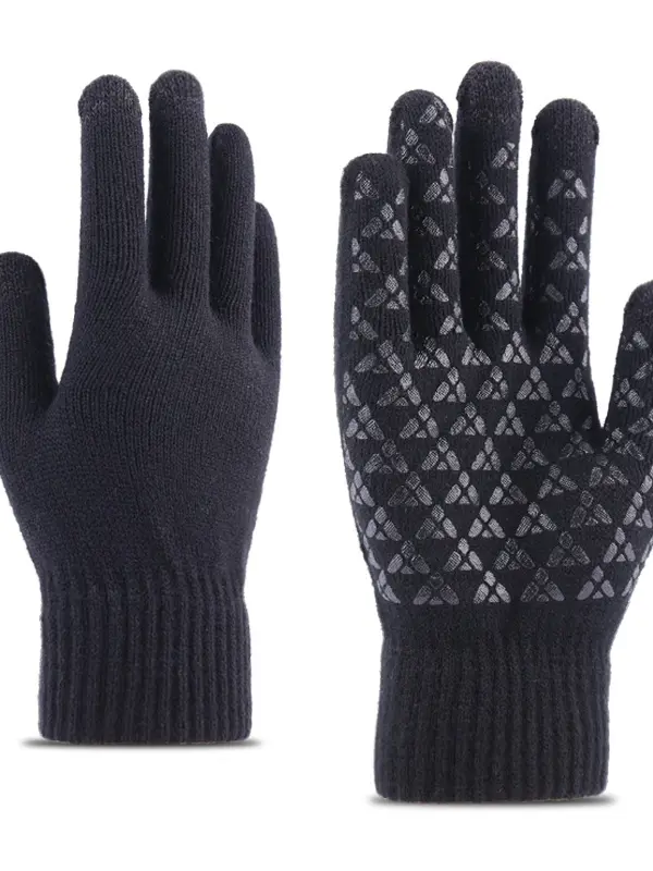 Men's Plus Velvet Thick Knitted Warm Non-slip Gloves - Wantbright.com 