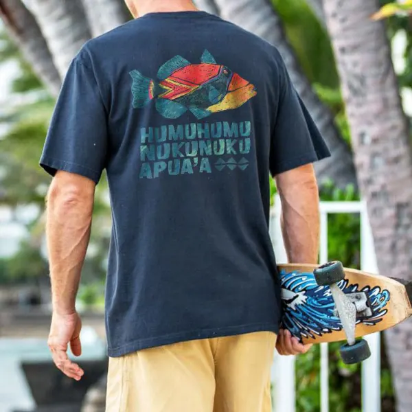 Short-Sleeve Humu Kalakoa Navy Classic Crewneck T-Shirt - Salolist.com 