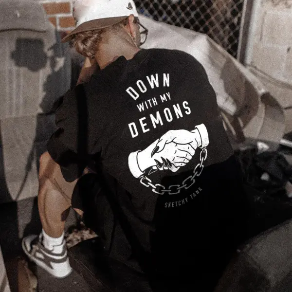 Down With My Demons Printed Men's Designer T-shirt - Ootdyouth.com 