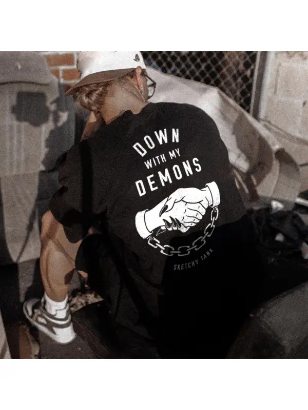 Down With My Demons Printed Men's Designer T-shirt - Anrider.com 