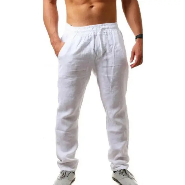 Men's Linen Pants Men's Hip-hop Breathable Cotton And Linen Trousers Trend Solid Color Casual Pants - Keymimi.com 