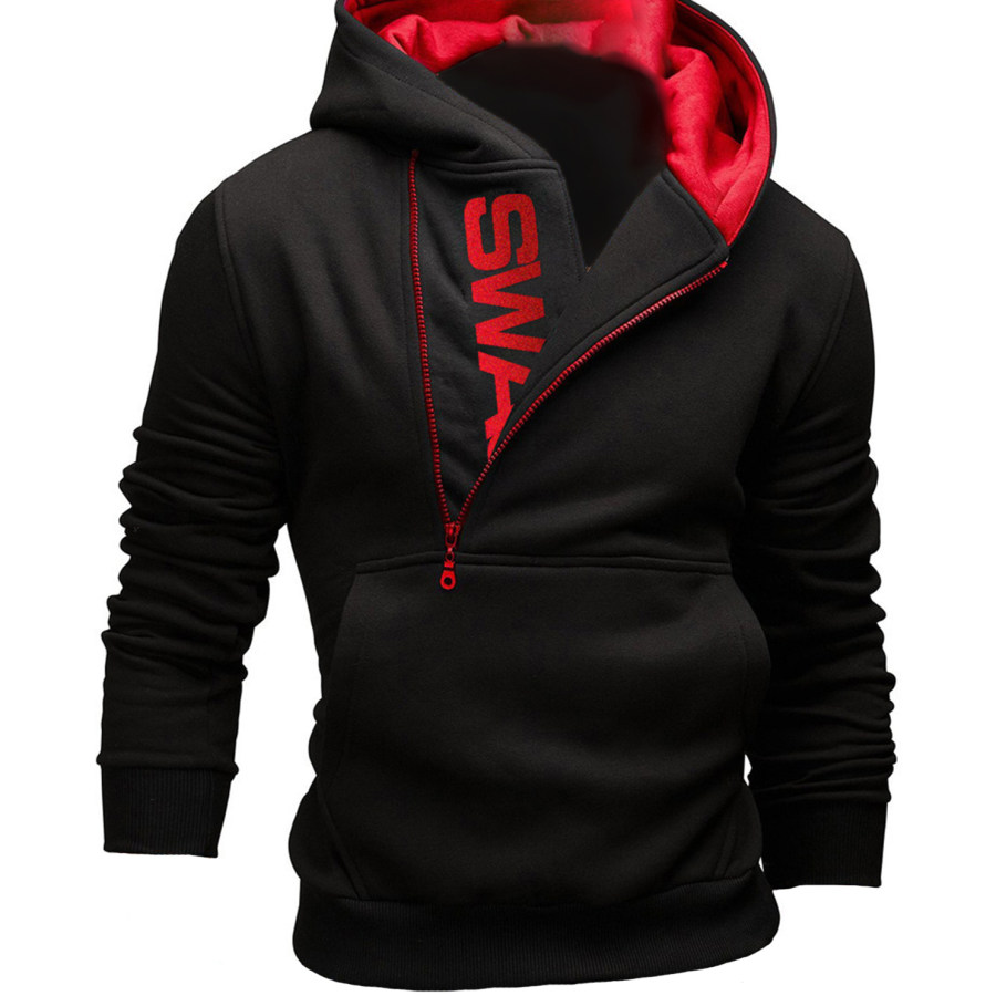 

Men's Fashion Casual Letter Print Side Zip Hoodie