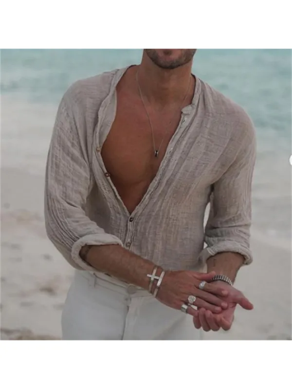 Men's Resort Linen Shirt - Ootdmw.com 