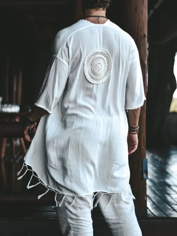 Men's Tulum Linen Holiday Cardigan - Menbarn.com 