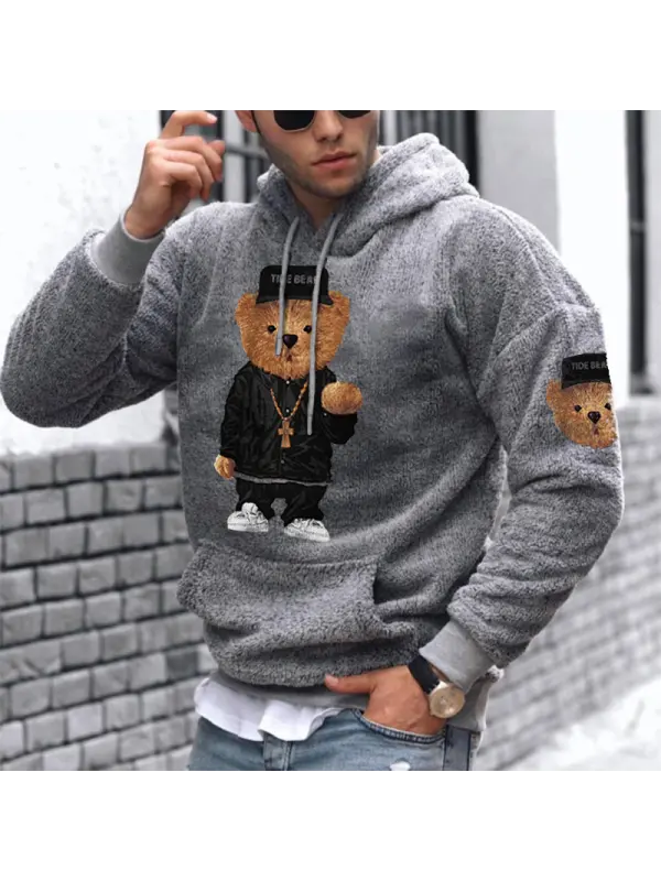 Warm Teddy Bear Lamb Wool Men's Casual Hoodie - Anrider.com 
