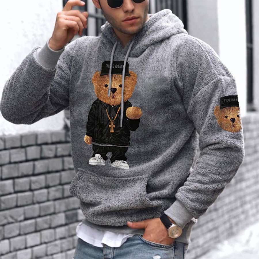 

Warm Teddy Bear Lamb Wool Men's Casual Hoodie