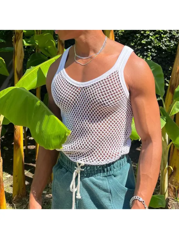 Vacation Outdoors Beach Mesh Tank Top - Ootdmw.com 