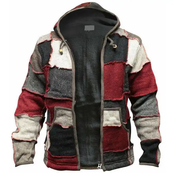 Zip Color Block Warm Hooded Cardigan - Honeylop.chimpone.com 