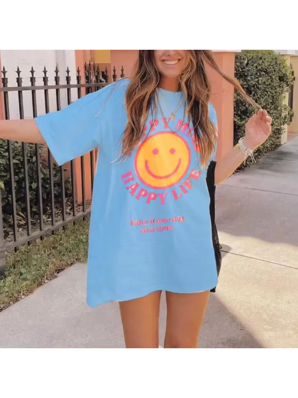 Happy Mind Oversized T-shirt - Ootdmw.com 