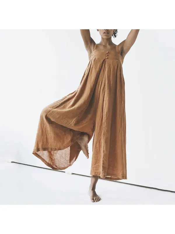 Ladies Linen Loose Jumpsuit - Cominbuy.com 
