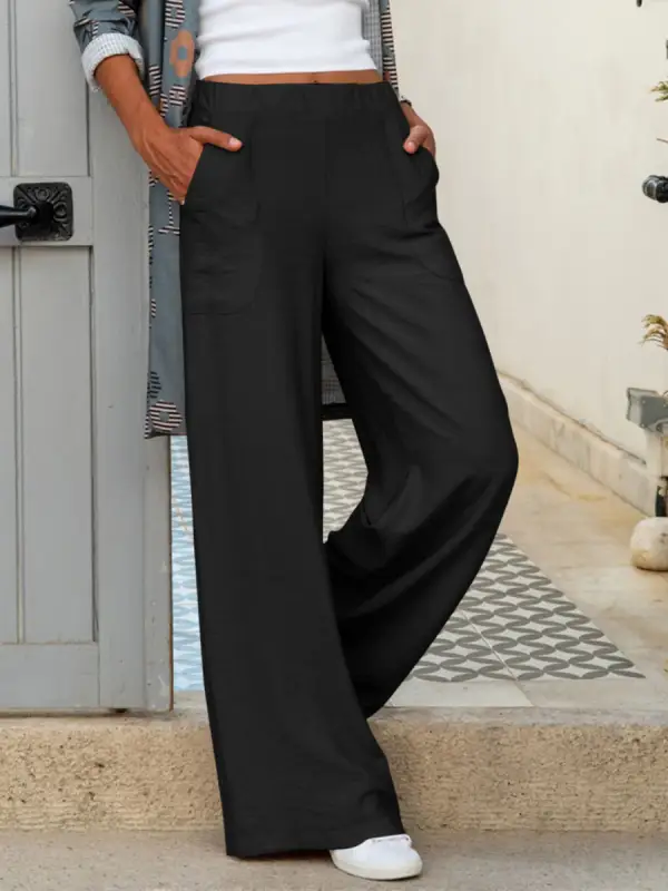 Casual Loose Solid Color Beach Pants - Oasisjoy.com 