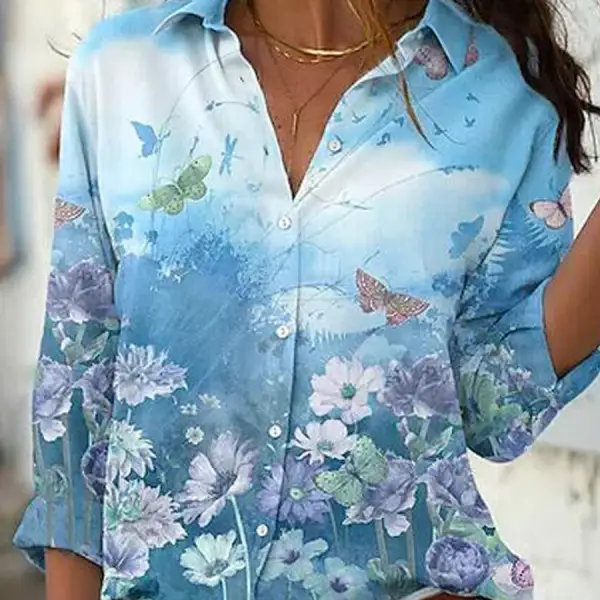 Casual Loose Floral Print Sun Protection Long Sleeve Blouse - Rabclub.com 