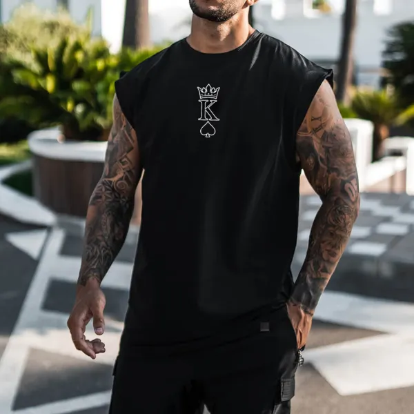 Men's Casual Fashion King Print Vest - Faciway.com 