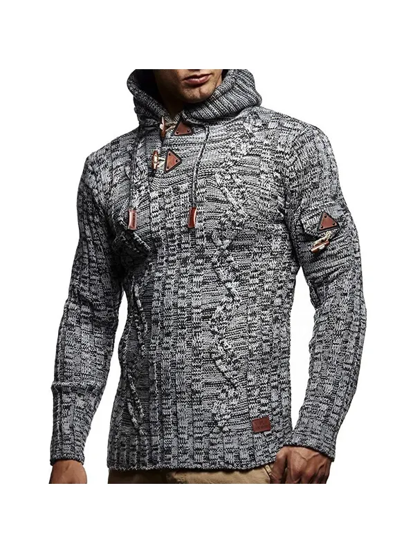 Men's Outdoor Vintage Horn Button Sweater Pullover - Anrider.com 