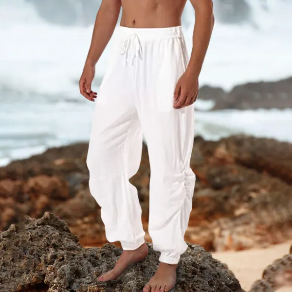 Men's Linen Casual Drawstring Loose Pants - Yiyistories.com 