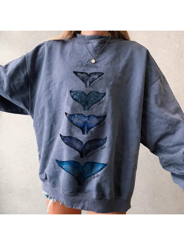 Fish Tail Graphic Classic Crew Sweatshirt - Ootdmw.com 