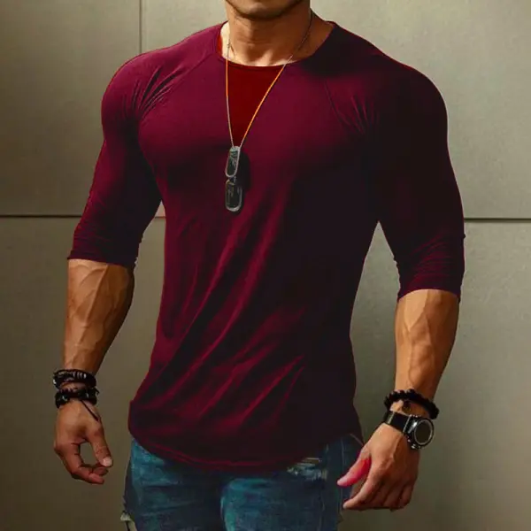 Slim Simple Casual Plain Men's T-Shirt - Mobivivi.com 