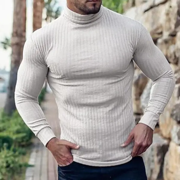 Men's Slim Fit Athleisure Crew Neck Long Sleeve T-Shirt - Craftshock.com 