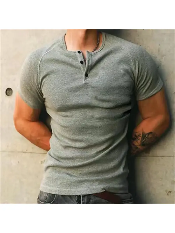 Men's Slim Simple Casual Round Neck Plain T-Shirt - Realyiyi.com 