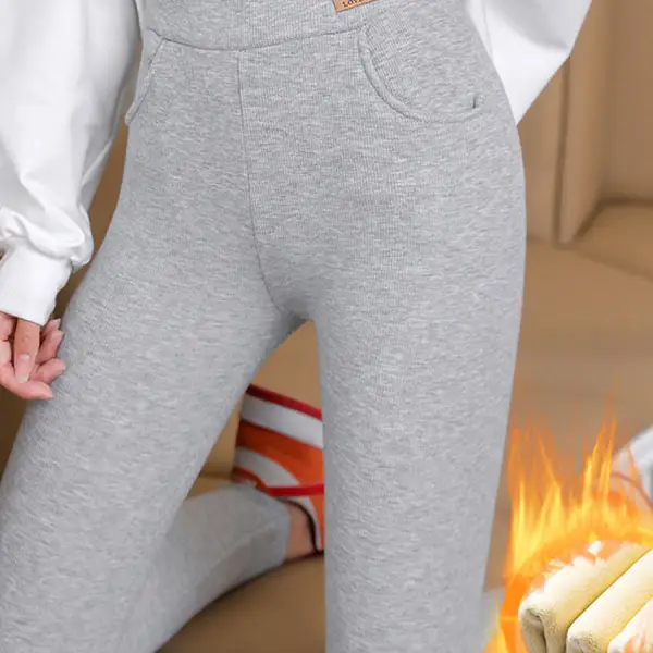 Casual Fleece Thickened Thermal Cotton Leggings - Elementnice.com 