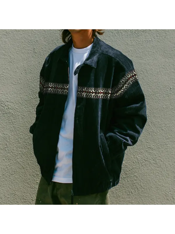 Men's Panelled Casual Corduroy Jacket - Anrider.com 