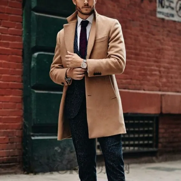 Men's Fashion Vintage Business Trench Coat Mid Length Jacket - Keymimi.com 