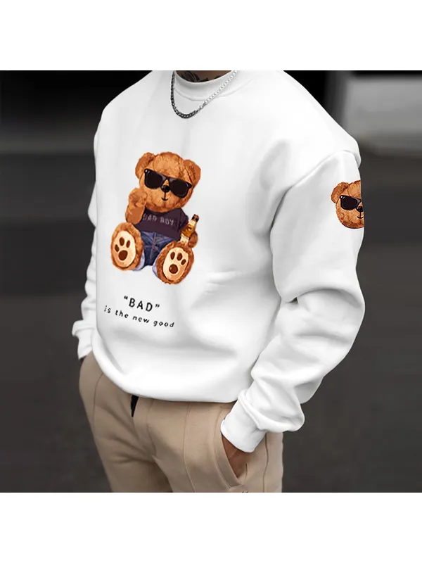 Bad Is The New Good Vintage Teddy Bear Men's Casual Sweatshirt - Anrider.com 