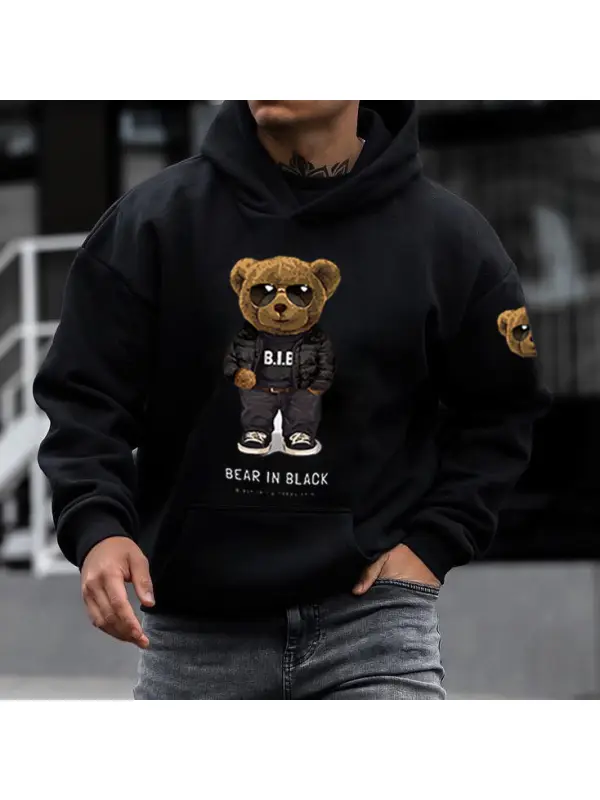 Teddy Bear Men's Casual Hooded Sweatshirt - Anrider.com 