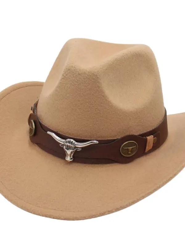 Western Ethnic Cowboy Bull Head Felt Hat - Pragmaace.com 