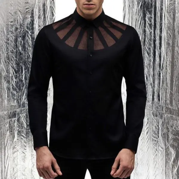 Men's Sexy Nightclub Transparent Stripe Design Shirt - Keymimi.com 