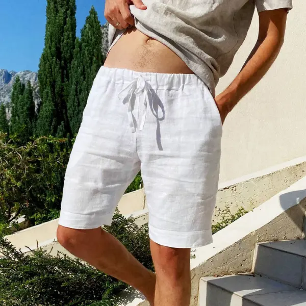 Casual Simple Linen Beach Shorts - Cotosen.com