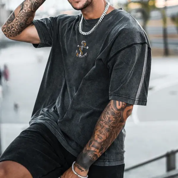 Men's Street Casual Anchor Print T-Shirt - Trisunshine.com 