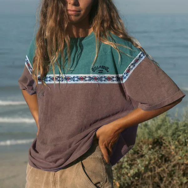 Casual Vintage Print Surf T-Shirt - Cotosen.com 