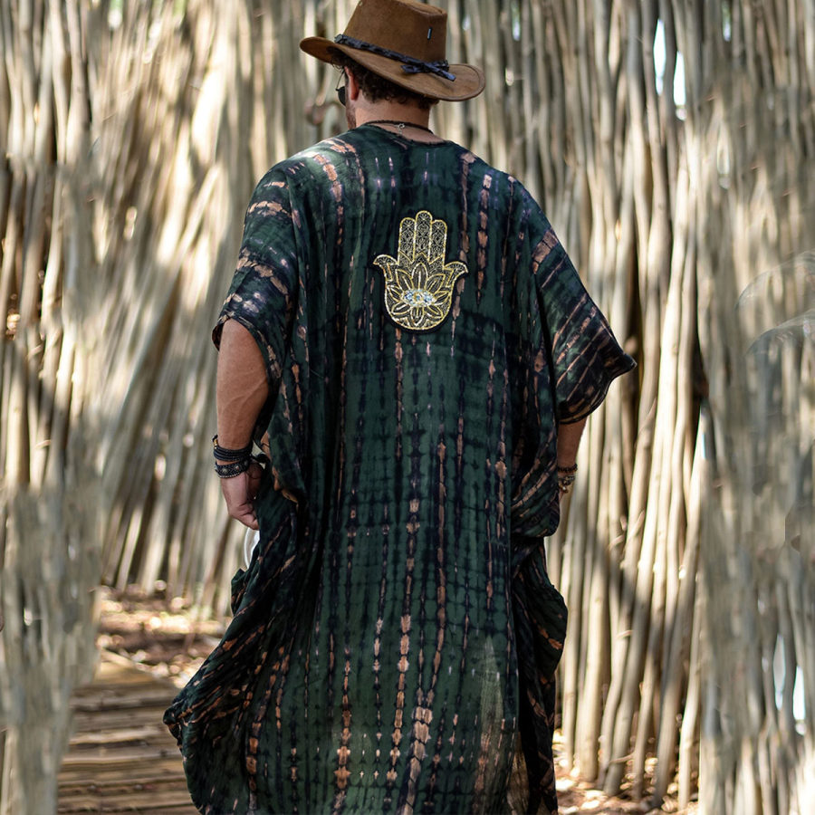 

Men's Festive Hippie Linen Holiday Cardigan