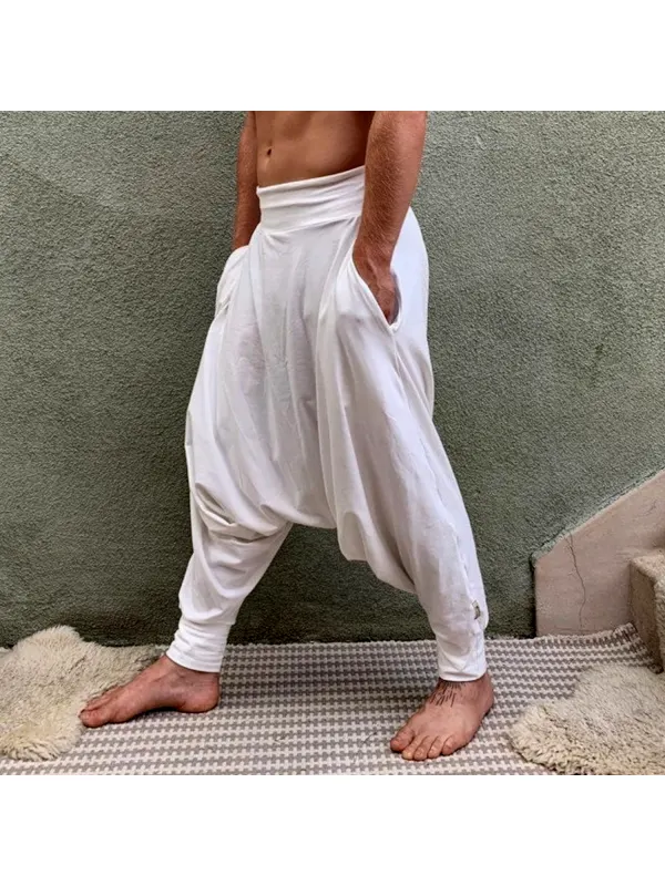 Casual Harem Pants Comfortable Breathable Men's Tropical Vacation Relax Cotton Loose Yoga Meditation Casual Pants - Anrider.com 