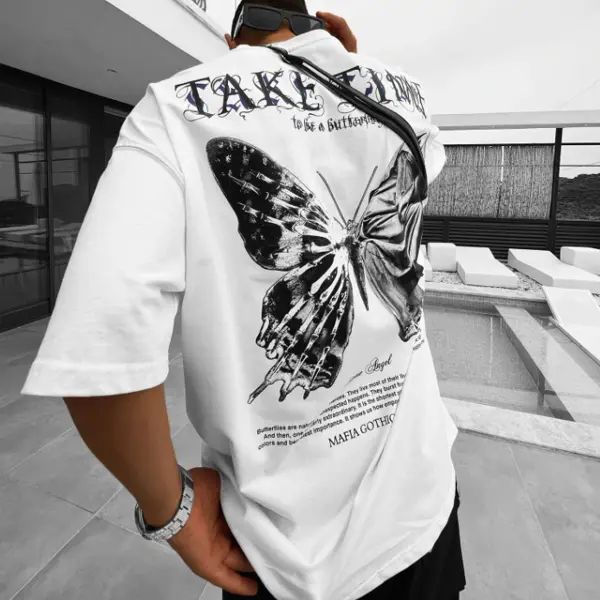 Men's Oversized Butterfly Print T-Shirt - Zivinfo.com 