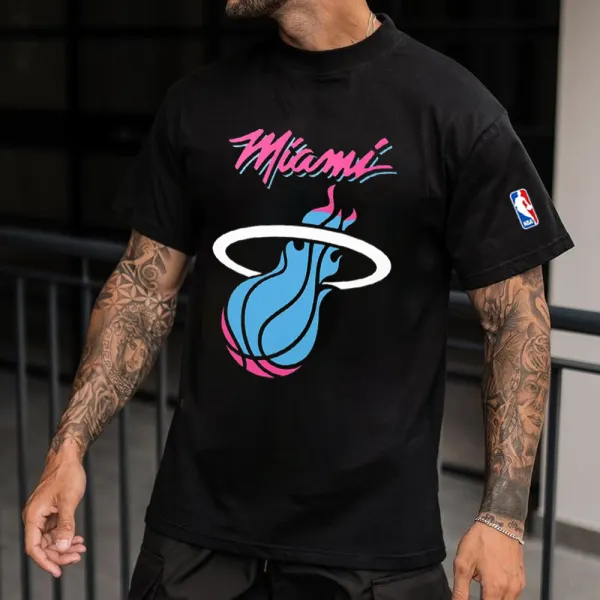 Men's NBA Miami Casual Short Sleeve T-Shirt - Dozenlive.com 