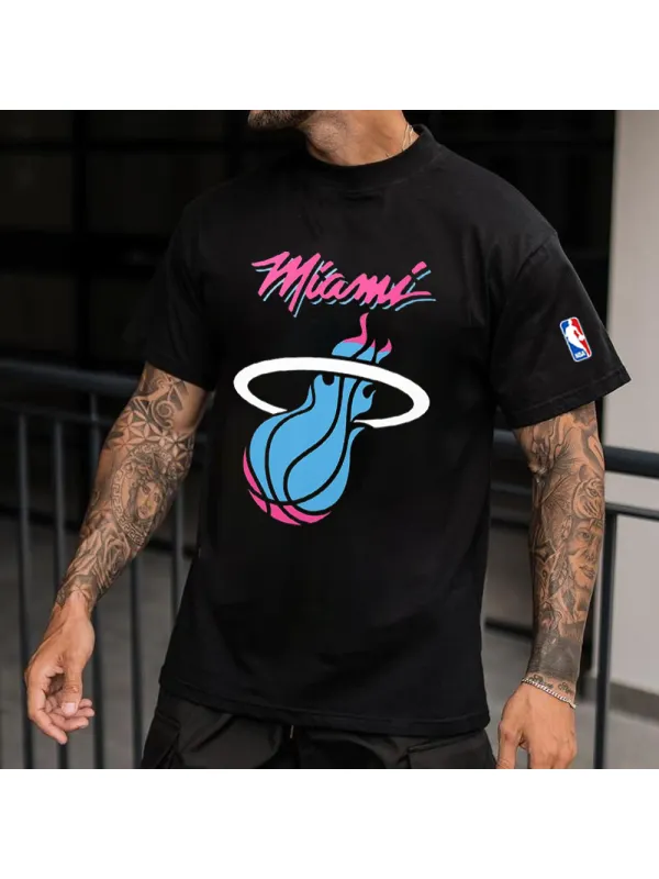 Men's NBA Miami Casual Short Sleeve T-Shirt - Timetomy.com 