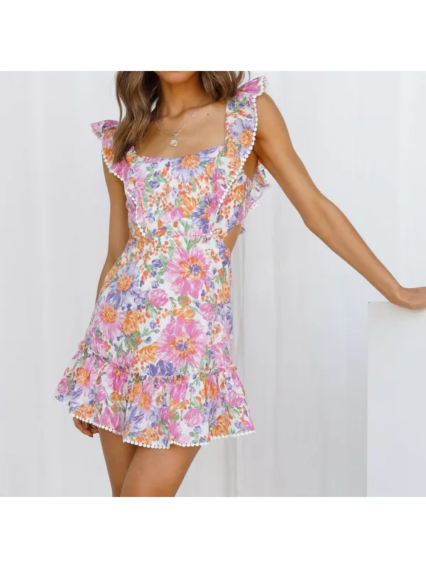 Fashion Floral Art Dress - Machoup.com 