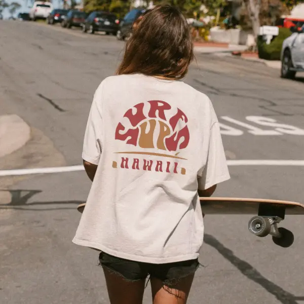 Women's Surfs Up Hawaii Print Loose Tee - Wayrates.com 