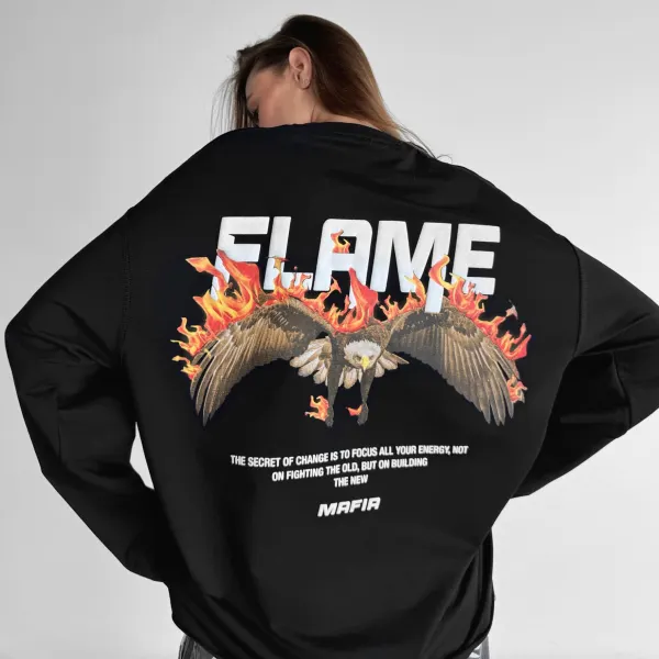 Oversize Flame Sweatshirt - Spiretime.com 