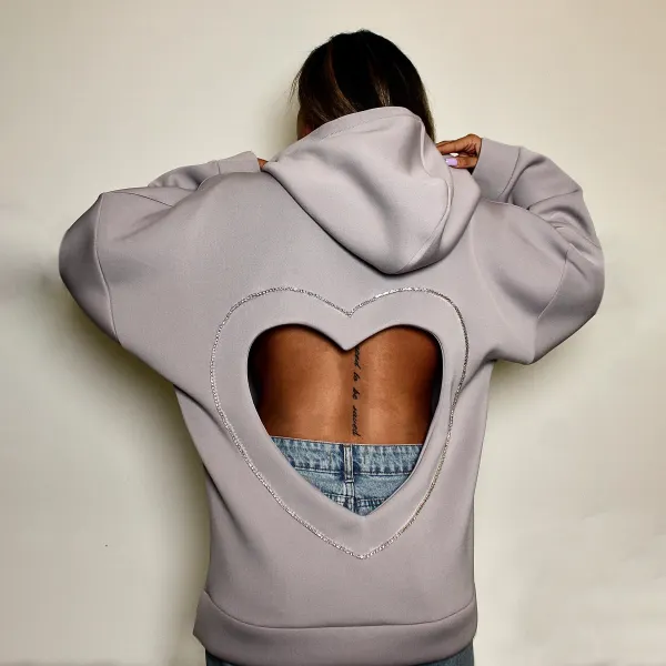 Women's Sexy Heart Backless Hooded Sweatshirt - Ootdyouth.com 