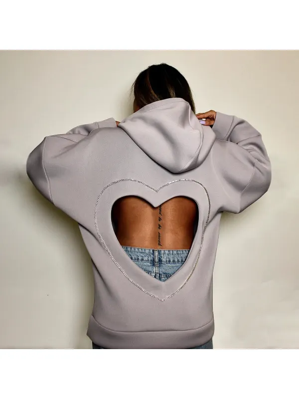 Women's Sexy Heart Backless Hooded Sweatshirt - Anrider.com 