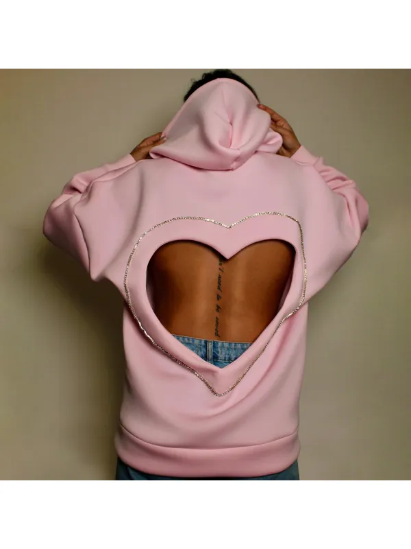 Women's Sexy Heart Backless Hooded Sweatshirt - Anrider.com 