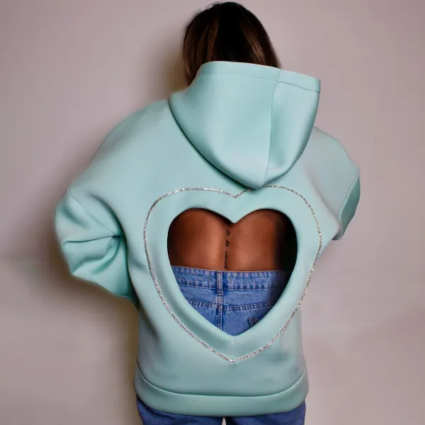 Women's Sexy Heart Backless Hooded Sweatshirt - Spiretime.com 